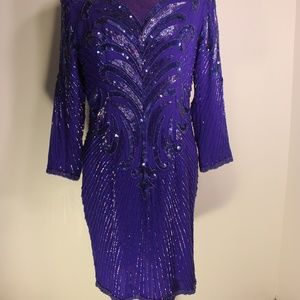Vintage Beaded Blue Dress